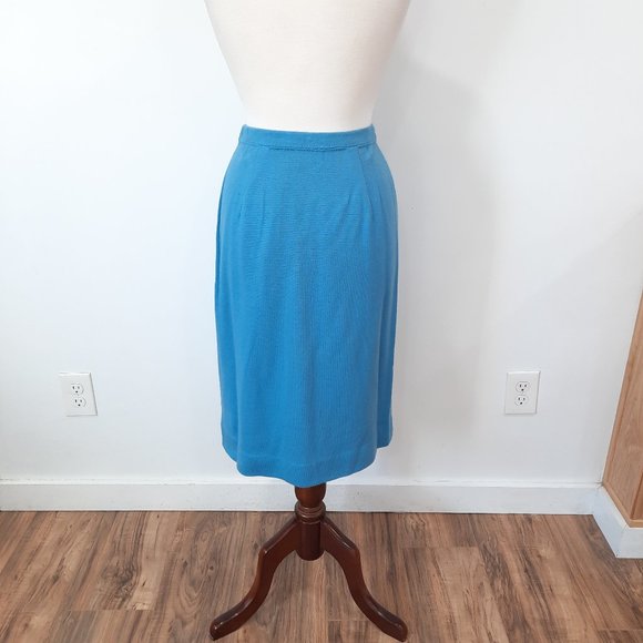Vtg 70s blue knit midi skirt - Jantzen brand - Picture 3 of 9